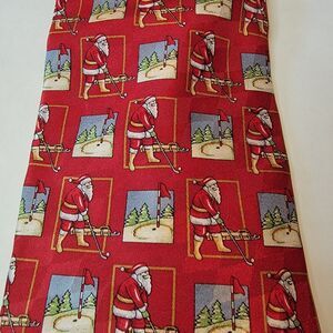 Holiday Tradition By MMG Hallmark Design Collection Xmas Tie Golf Santa All Silk